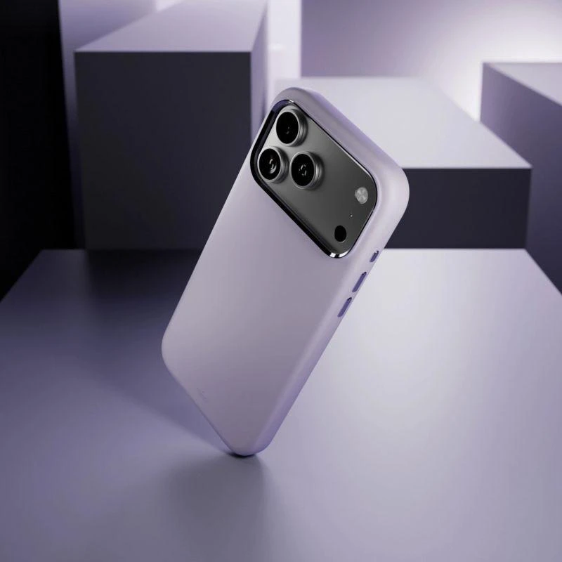 Puro Icon Mag Pro skysto silikono dėklas, skirtas iPhone 17 Pro Max, suderinamas su MagSafe, su kameros apsauga ir aliuminio mygtukais – Rožinis