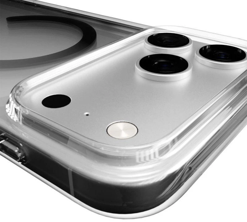 Puro Lite Mag TPU + PC dėklas, suderinamas su „MagSafe“, skirtas „iPhone 17 Pro Max“ – skaidrus su juodu žiedu