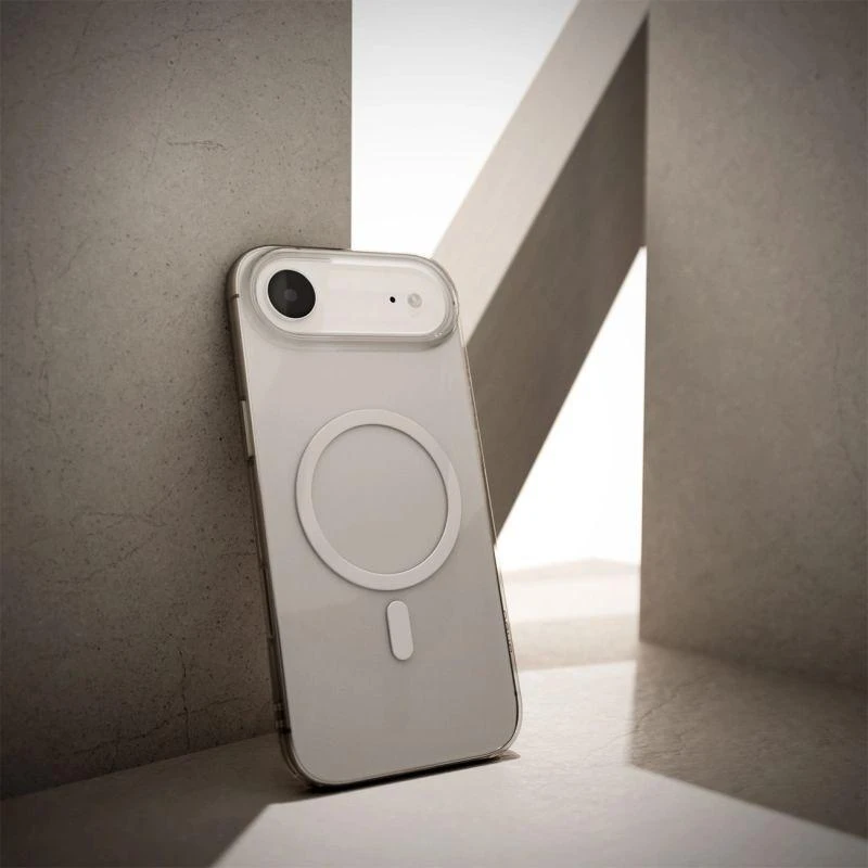 Puro Lite Mag TPU+PC dėklas suderinamas su MagSafe skirtas Apple iPhone 17 Air – skaidrus su baltos spalvos žiedu