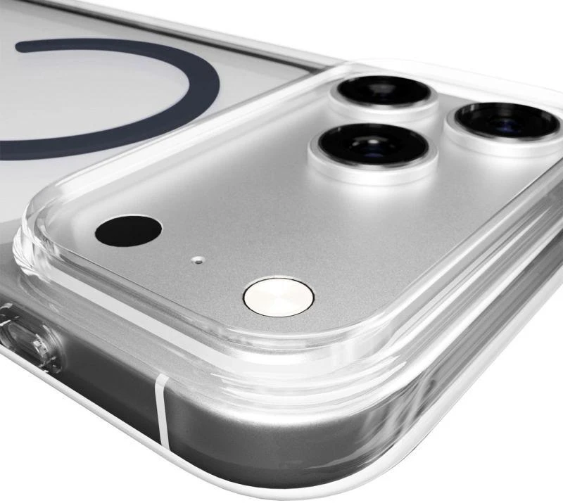 Puro Lite Mag TPU+PC dėklas, suderinamas su „MagSafe“, skirtas „iPhone 17 Pro Max“ – skaidrus su Mėlyna žiedu
