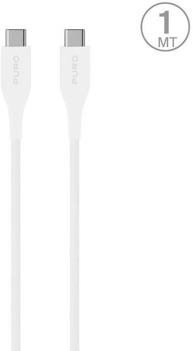Puro Elektrik Puro Plain USB-C – USB-C 2A 1m kabelis – baltas