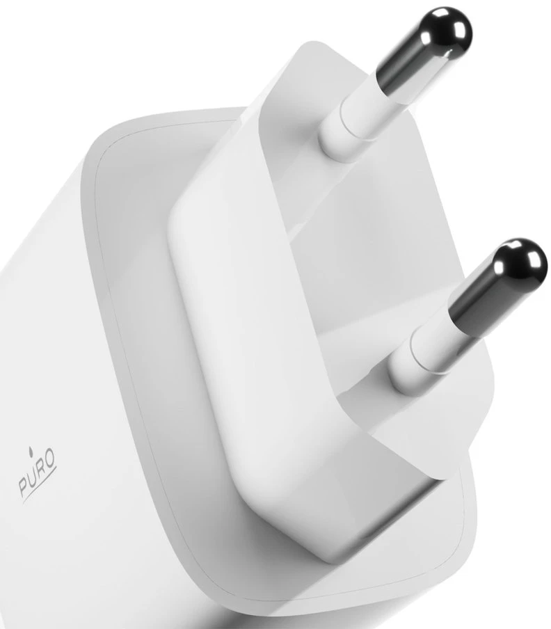 Puro PROLITE 30 W sieninis įkroviklis su USB-A ir USB-C jungtimis, baltas