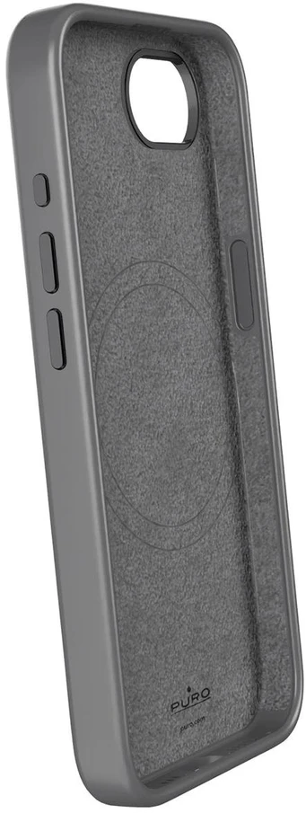 Puro Liquid Silicon "ICON MAG PRO" su Magsafe, metal buttons and camera ring Apple iPhone 16E, dėklas telefonui juodos spalvos