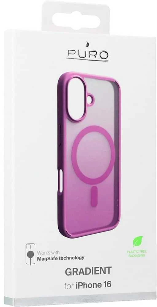 Puro in TPU "GRADIENT" su Magsafe and gradient effect Apple iPhone 16E, dėklas telefonui rožinės spalvos
