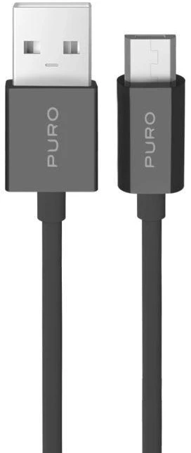Puro TPE 12W USB-A – microUSB 1m kabelis – juodos spalvos