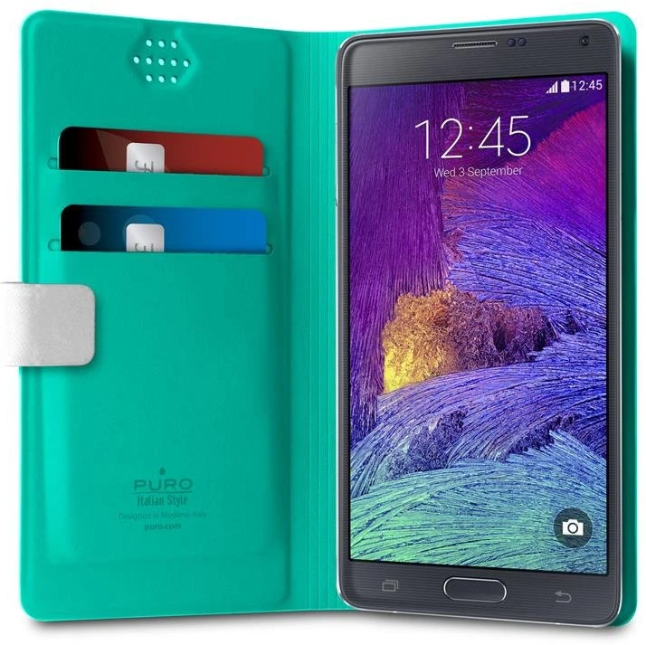 Dėklas PURO Uniwallet Bi-Color - Universal 360 ° swivel case with card slots, dydis XXL baltas