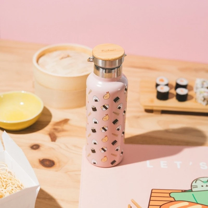 Pusheen nerūdijančio plieno gertuvė su laikikliu, 500 ml