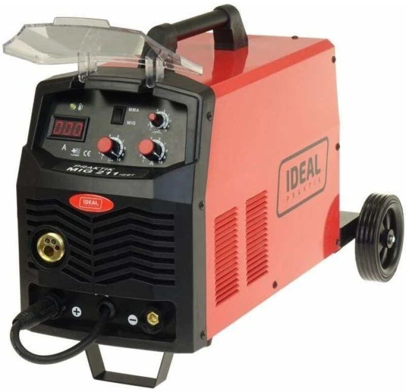 Ideal PRAKTIK MIG 211 MMA Digital - Pusiau automatinis FLUX/MIG-MAG/MMA suvirinimo aparatas, min. suvirinimo srovė: 30A, maks. suvirinimo srovė: 200A, nominali galia: 6,2 kW, maitinimo šaltinis: 230V