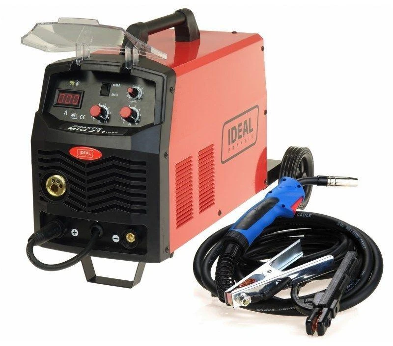 Ideal PRAKTIK MIG 211 MMA Digital - Pusiau automatinis FLUX/MIG-MAG/MMA suvirinimo aparatas, min. suvirinimo srovė: 30A, maks. suvirinimo srovė: 200A, nominali galia: 6,2 kW, maitinimo šaltinis: 230V