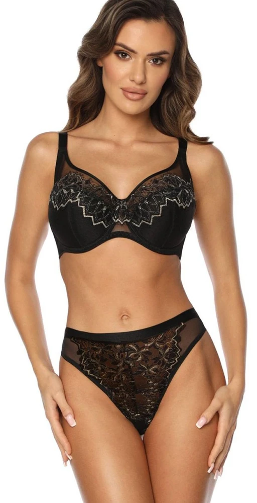 Pusiau pakietinta liemenėlė Kinga Shimmer Sophie juoda
