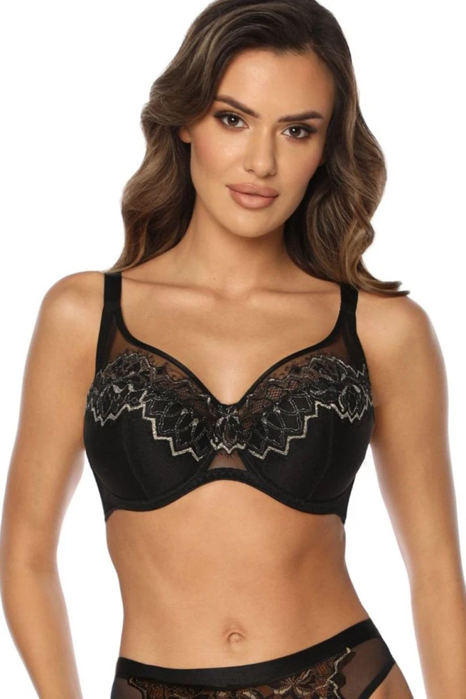 Pusiau pakietinta liemenėlė Kinga Shimmer Sophie juoda