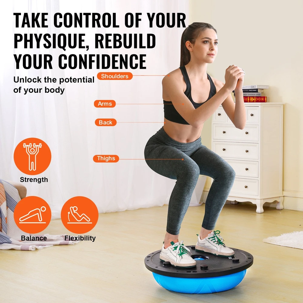 VEVOR 58 cm pusė treniruoklio kamuolio su elastingomis juostomis