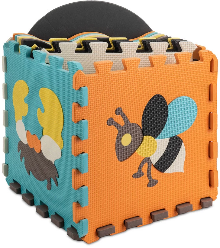 Ikonka Putplasčio dėlionės kilimėlis / žaidimų kilimėlis vaikams 25vnt. spalvoti gyvūnai 114cm x 114cm x 1cm