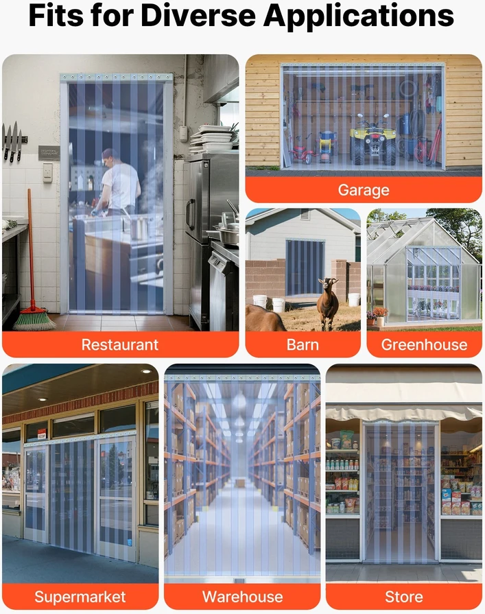 VEVOR Skaidrios PVC juostų užuolaidos durims