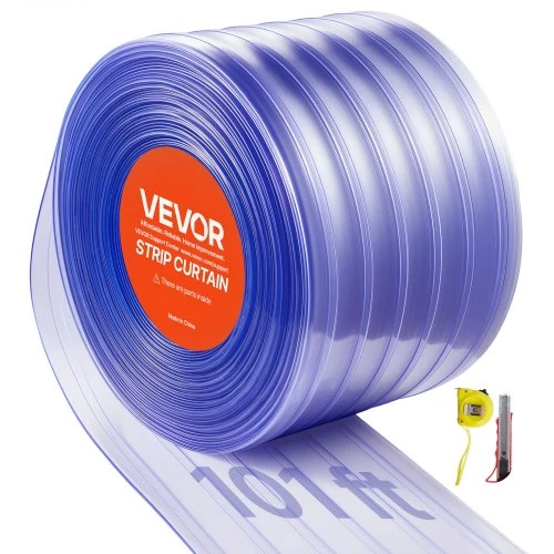 VEVOR Skaidrios PVC juostų užuolaidos 30.8 m x 30.5 cm