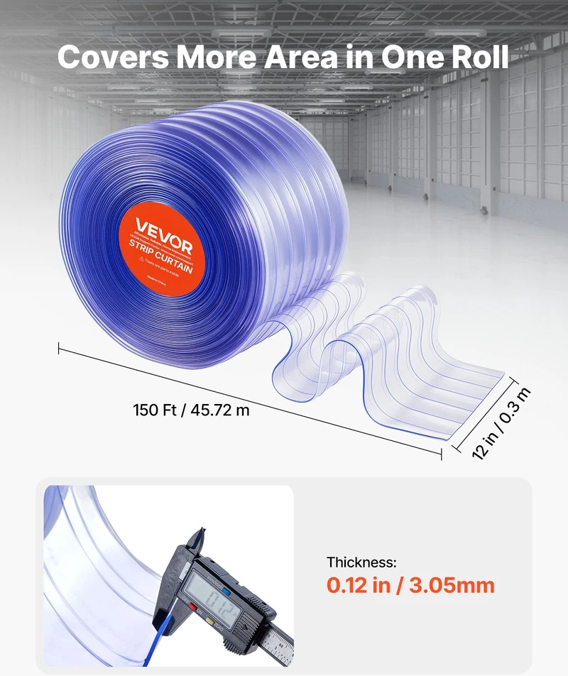 VEVOR Skaidri PVC užuolaida 45,7 m x 30,5 cm