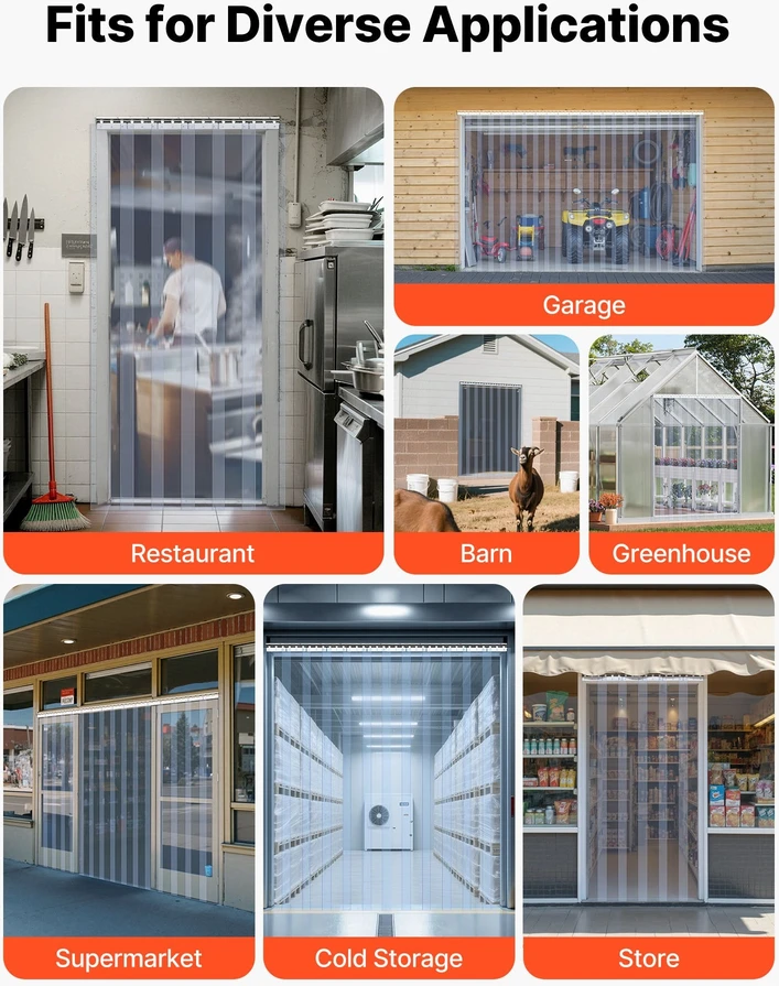 VEVOR Skaidrios PVC juostinės durys 2,1 x 0,9 m