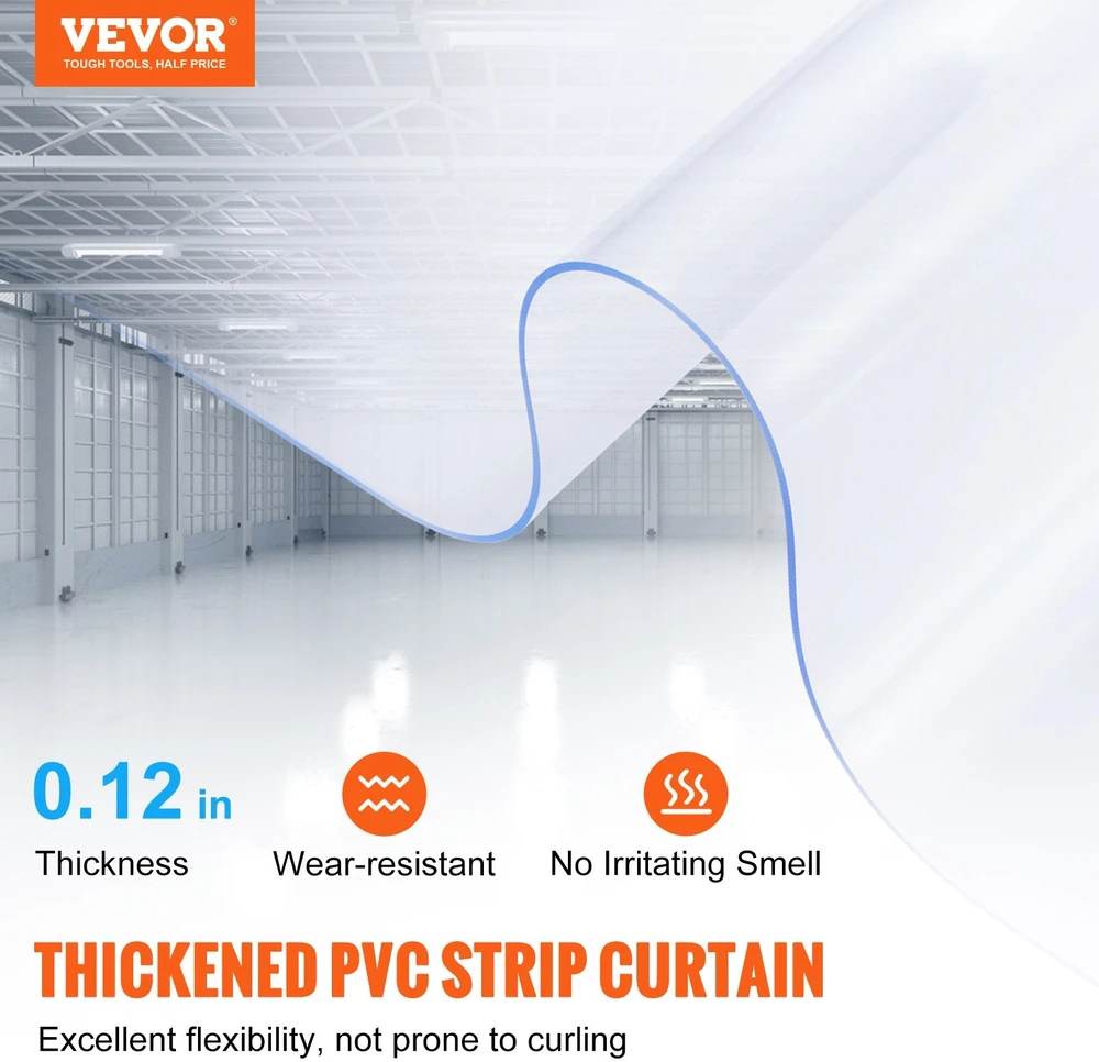 VEVOR PVC juostinės durys 2500 cm x 30,5 cm vėsintuvams