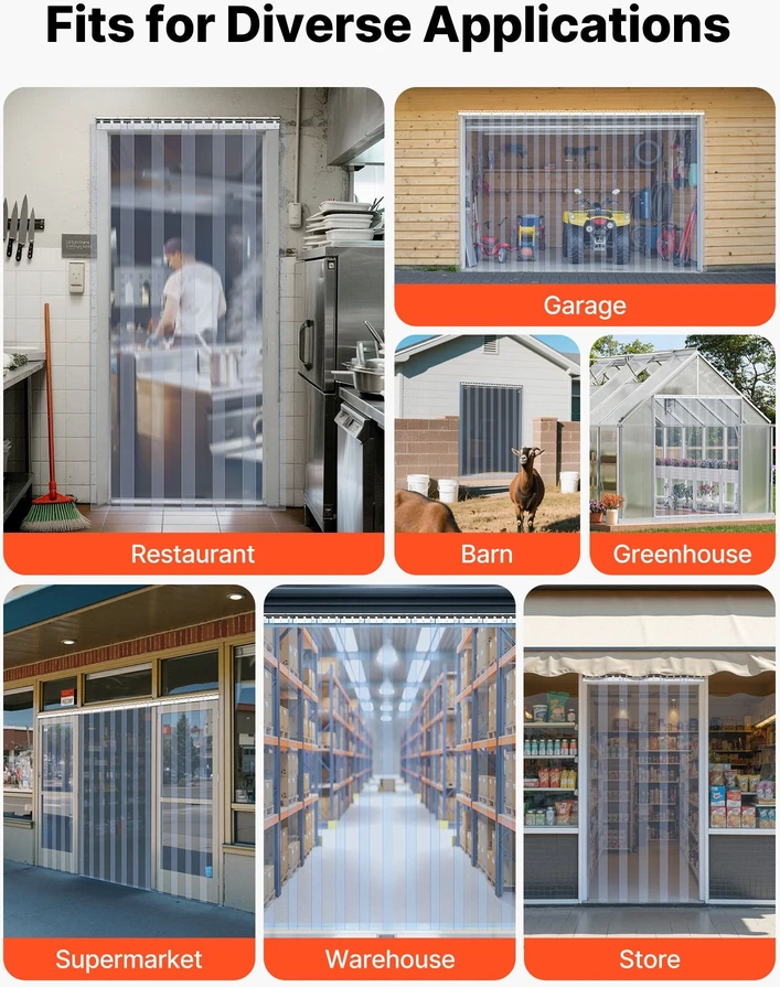 VEVOR PVC durų užuolaidos šaldytuvams 107 x 213 cm