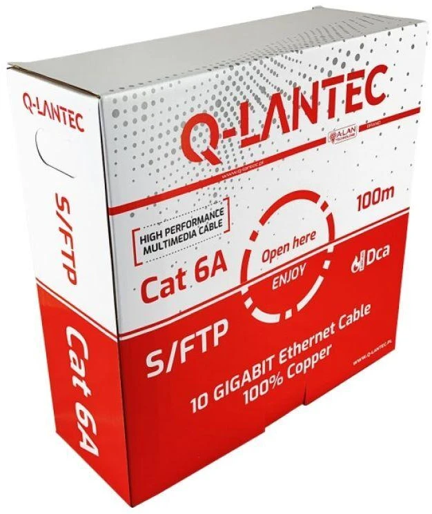 Q-LANTEC S/FTP cat.6A tinklo kabelis, susukta pora, LSOH