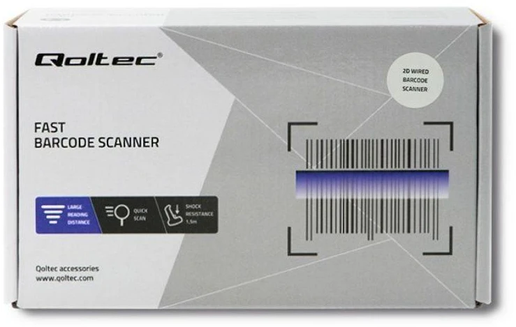 Qoltec 50863 laidinis QR & Brūkšninio kodo skaitytuvas | USB