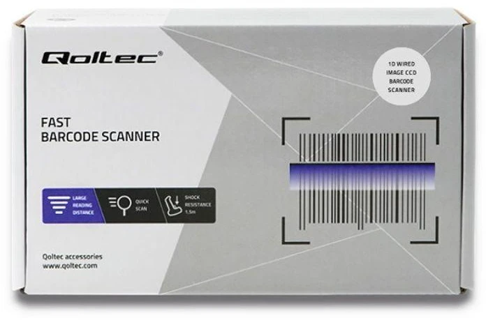QOLTEC 50866 Barcode scanner 1D CCD USB Juodas