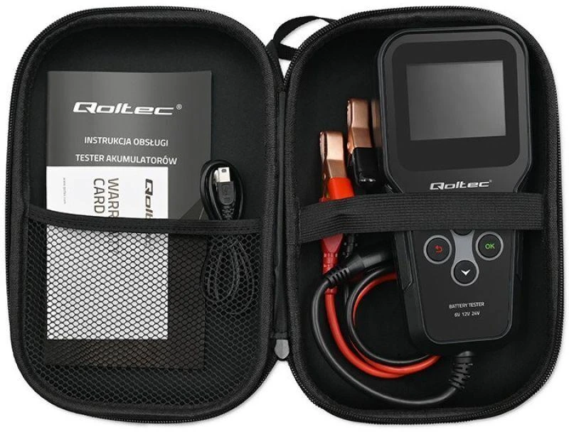 „Qoltec“ skaitmeninis akumuliatorių testeris 3in1 su LCD ekranu | Angliškas meniu | 6V | 12V | 24V | 10Ah–200Ah