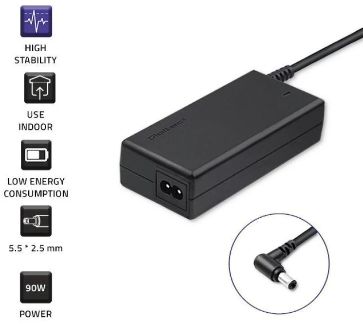 QOLTEC 50075 Nešiojamas kompiuteris AC power adapter Asus 90W 19V 4.9 A 5.5x2.5