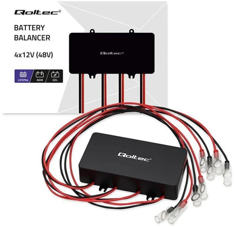 Qoltec 51098 Įtampos balansavimo įrenginys 48 V akumuliatoriams 4 x 12 V | 10 A | LiFePO4 AGM GEL