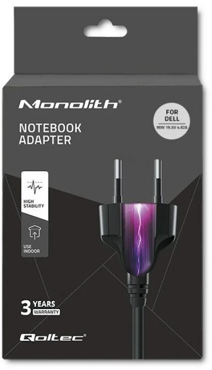 QOLTEC 51516 Nešiojamas kompiuteris AC power adapter Dell 90W 19.5V 4.62A 4.5 3.0+pin