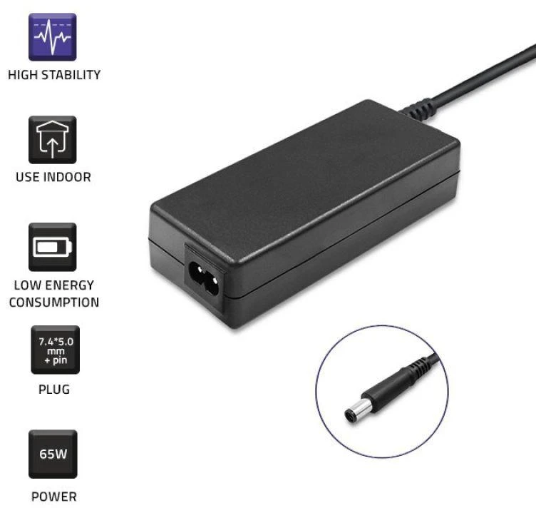 QOLTEC 51519 Nešiojamas kompiuteris kintamosios srovės maitinimo adapteris Qoltec Dell 65W 3.34A 19.5V 7.4 5.0+pin