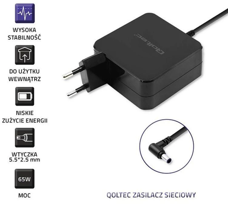 QOLTEC 51745 Nešiojamas kompiuteris AC maitinimo adapteris Qoltec Asus 65W 19V 3.42A 5.5 2.5
