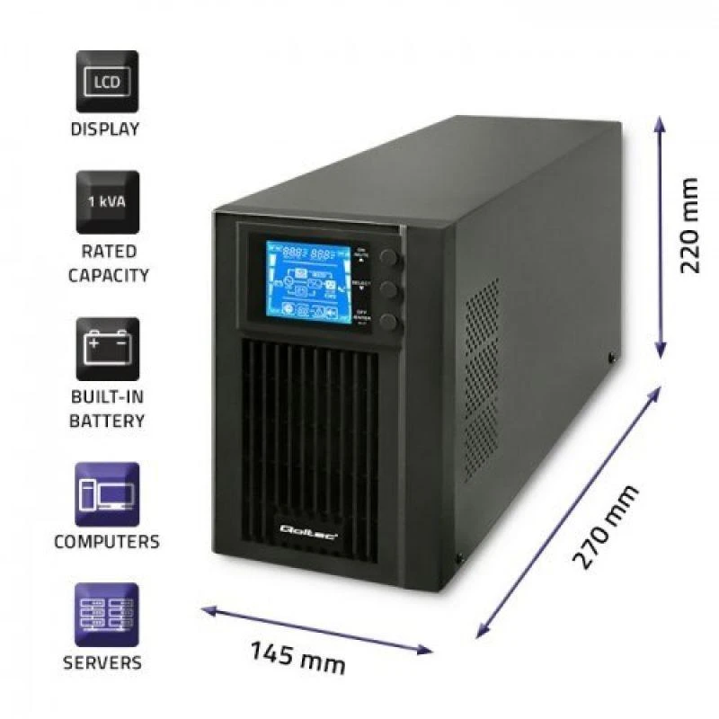 Maitinimo šaltinis Qoltec 53042 (MT, 1000VA)