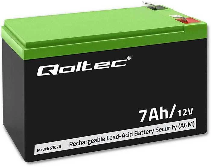 QOLTEC 53076 AGM baterija 12V 7Ah maks. 105A apsauga