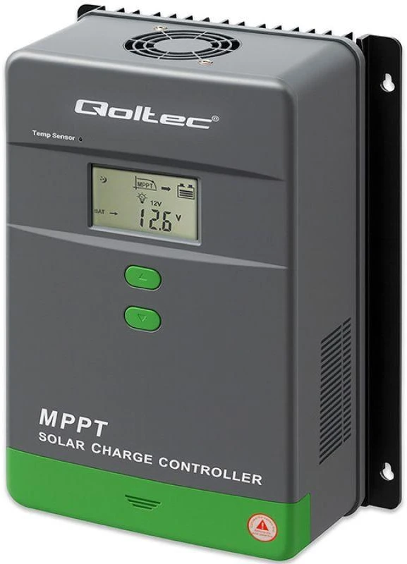 Qoltec 53664 Saulės įkrovimo valdiklis MPPT su temperatūros jutikliu 50A | 12V / 24V | LCD | Bluetooth | Programėlė | GEL | LiFePO4