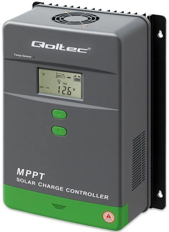 „Qoltec MPPT“ saulės įkrovimo valdiklis su temperatūros jutikliu 60A | 12V / 24V | LCD | „Bluetooth“ | programėlė | gelis | LiFePO4