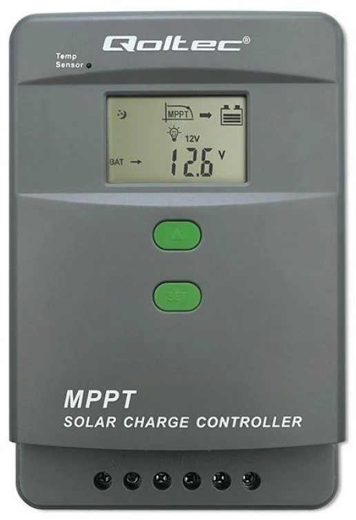 „Qoltec MPPT“ saulės įkrovimo valdiklis su temperatūros jutikliu 60A | 12V / 24V | LCD | „Bluetooth“ | programėlė | gelis | LiFePO4