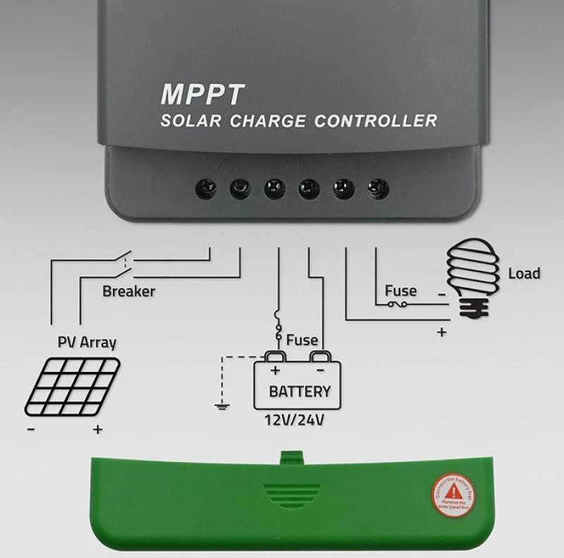 „Qoltec MPPT“ saulės įkrovimo valdiklis su temperatūros jutikliu 60A | 12V / 24V | LCD | „Bluetooth“ | programėlė | gelis | LiFePO4