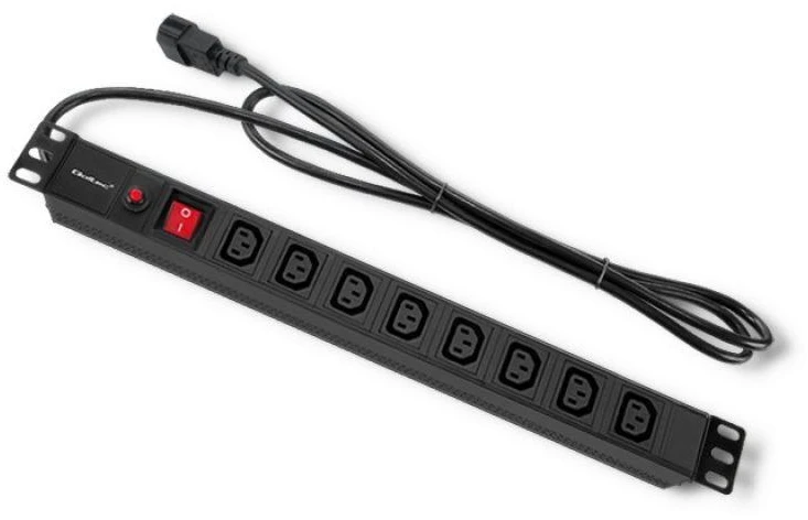 QOLTEC 53998 Apsauga nuo viršįtampių Qoltec skirta RACK 19 1U 10A PDU 8xIEC C13 2m