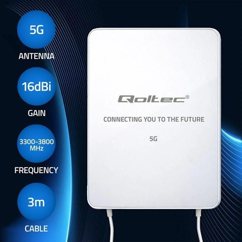 Ryšio stiprintuvas Qoltec Antena 5G LTE | SMA | 3300-3800MHz | montavimas lauke