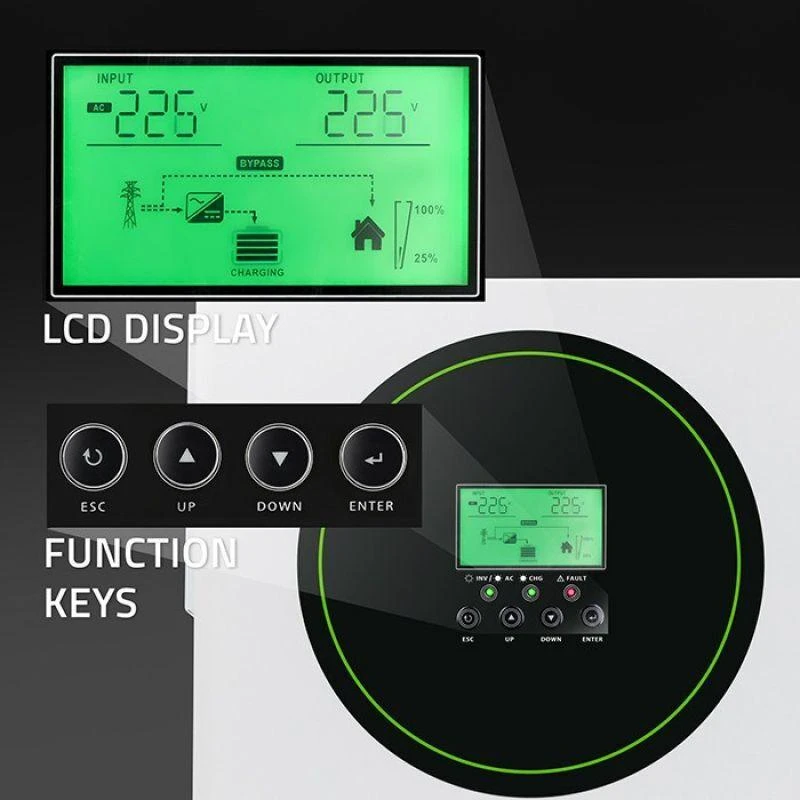 Qoltec Off-Grid 1500W 100A 12V hibridinis saulės inverteris