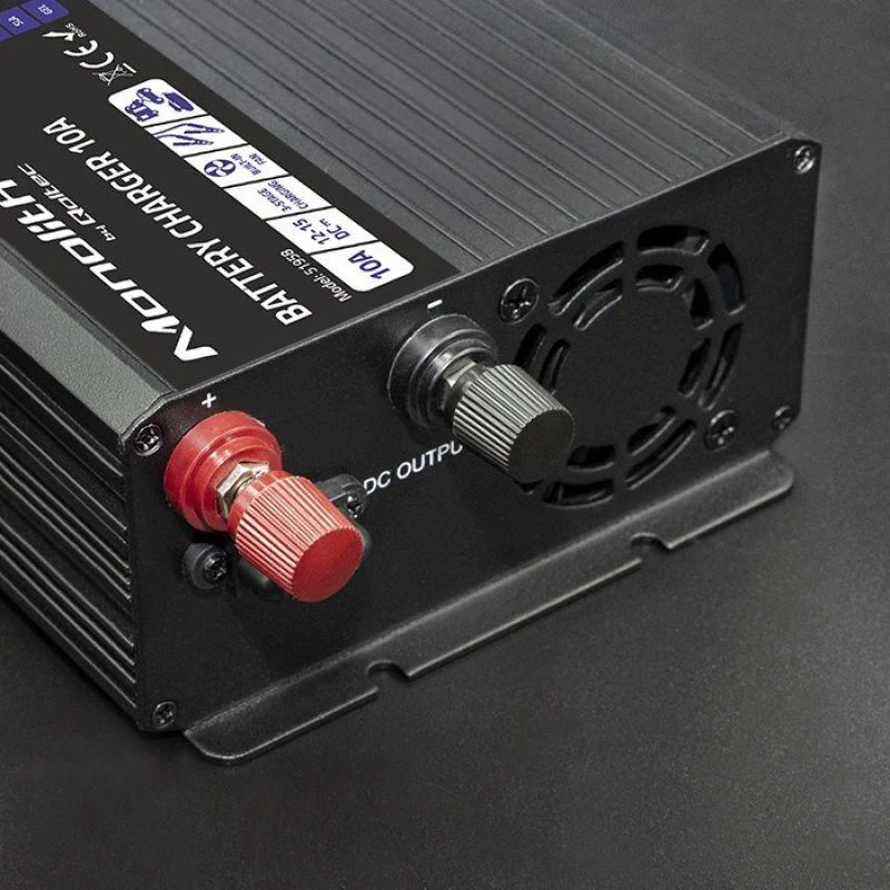 QOLTEC 51958 Smart Monolith įkroviklis LiFePO4 AGM GEL SLA akumuliatoriams / 10A / 12V