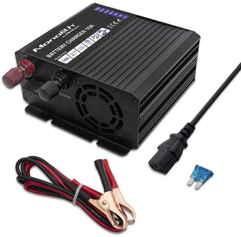 QOLTEC 51958 Smart Monolith įkroviklis LiFePO4 AGM GEL SLA akumuliatoriams / 10A / 12V