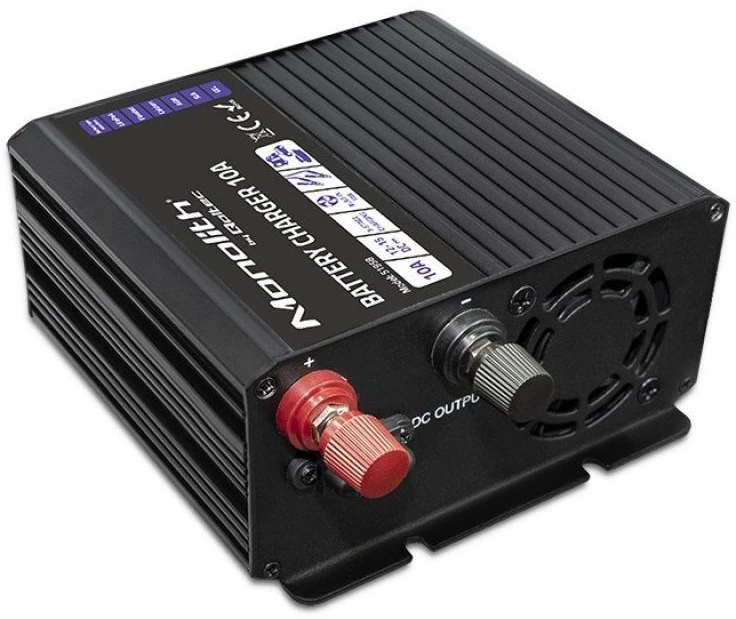 QOLTEC 51958 Smart Monolith įkroviklis LiFePO4 AGM GEL SLA akumuliatoriams / 10A / 12V
