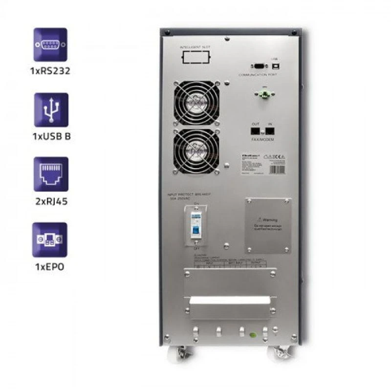 QOLTEC 53044 Qoltec Nepertraukiamas maitinimo šaltinis On-line 10KVA 8kW LCD USB