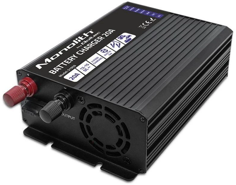 QOLTEC 51959 Smart Monolith įkroviklis LiFePO4 AGM GEL SLA akumuliatoriams / 20A / 12V