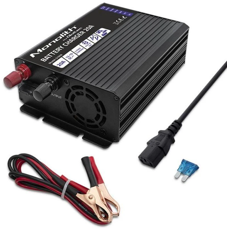 QOLTEC 51959 Smart Monolith įkroviklis LiFePO4 AGM GEL SLA akumuliatoriams / 20A / 12V