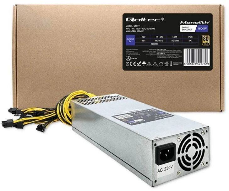 QOLTEC 50177 maitinimo šaltinis ATX Smart 1600W 80 Plus Gold