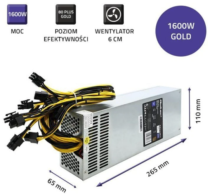 QOLTEC 50177 maitinimo šaltinis ATX Smart 1600W 80 Plus Gold