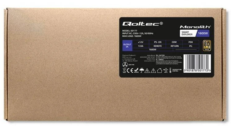 QOLTEC 50177 maitinimo šaltinis ATX Smart 1600W 80 Plus Gold